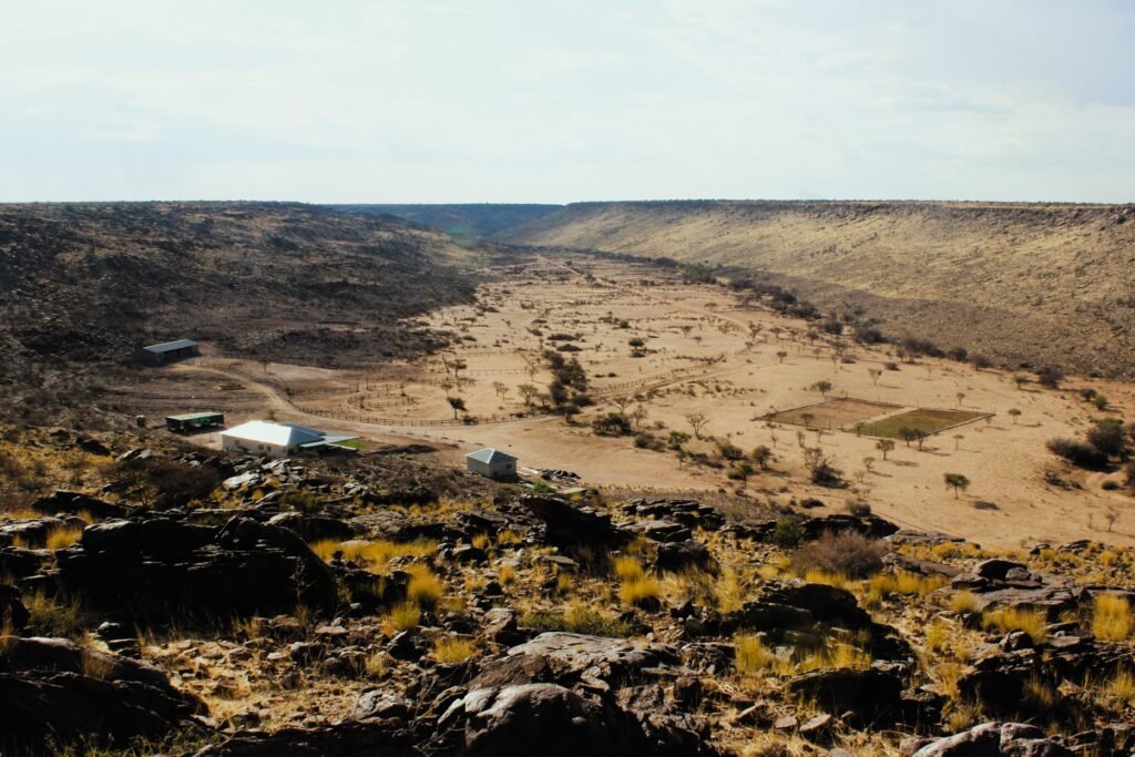 View of the farmstead's valley from on top of the mountain